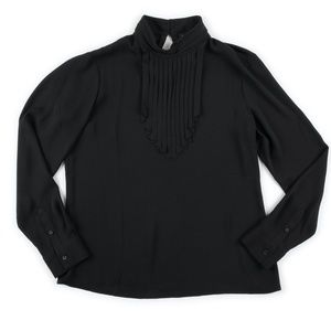 BANANA REPUBLIC black Pleat Detail Mock Neck blouse size S